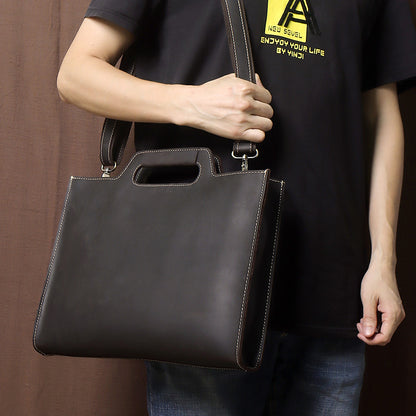Dark Brown Leather Briefcase Bag