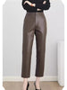 Women’s High Waisted Black Cropped Leather Pants