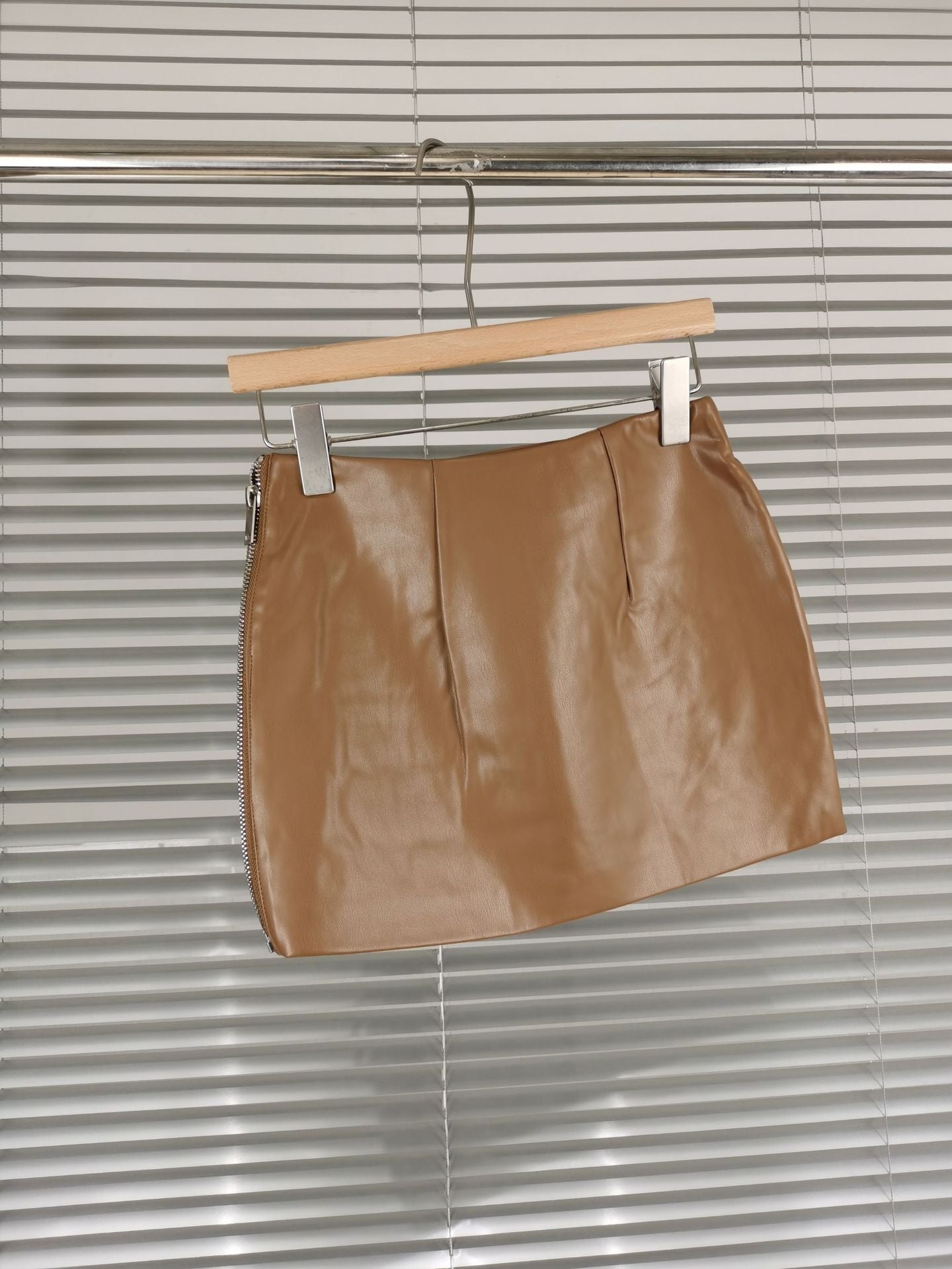 Women Faux Leather Buckle Mini Skirt Punk Motorcycle Bodycon