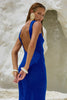 Royal Blue Backless Mermaid Knit Gown Dress
