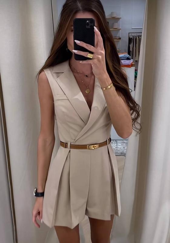Pleated Wide-Leg Black Jumpsuit for Women