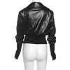 Cropped Faux Leather Bomber Jacket for Women
