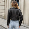 Cropped Motorcycle Imitation Leather Jacket for Summer Streetwear