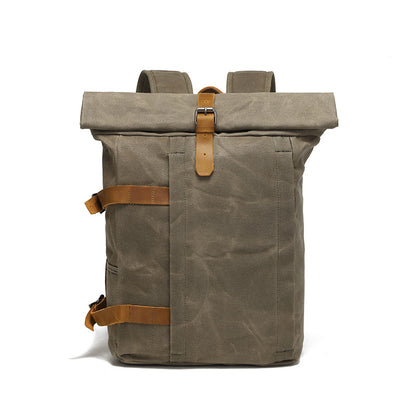 Canvas Roll Top Backpack with 15.6 Inch Laptop Storage