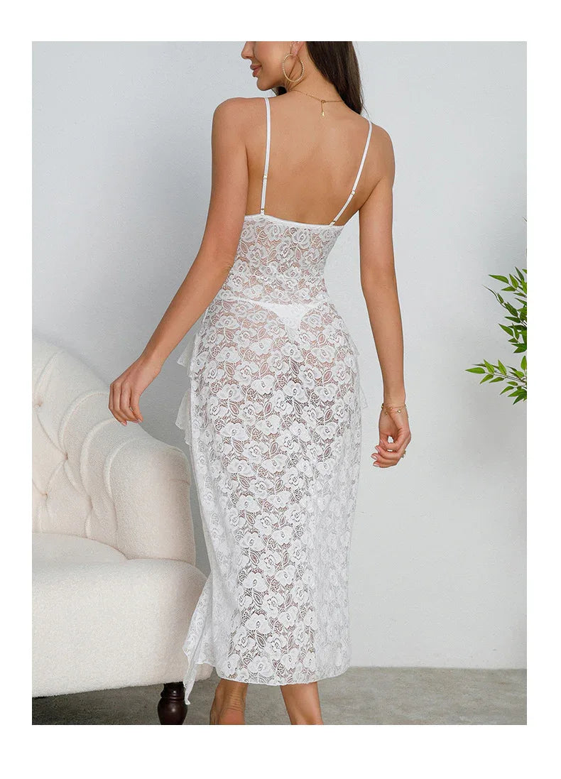 Handmade Lace tiered slip dress