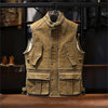 Men genuine cowhide biker leather vest 1 M