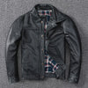 Black Leather Jacket Men Slim Fit Biker Oil Wax Vintage Style