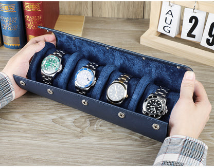 Leather Luxury Watch Box 4 Slot Men’s Watch Display Case