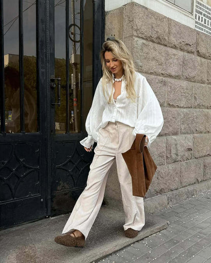 Lantern Sleeve Women Shirts Blouse