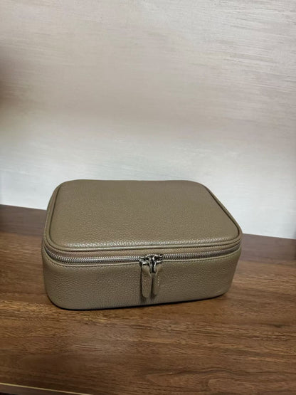 Genuine Leather Women Toiletry Bag Organizer Case
