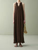 Pleated chiffon halter maxi summer dress 2 S