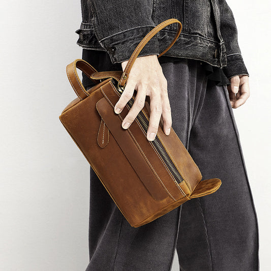 mens toiletry bag real leather