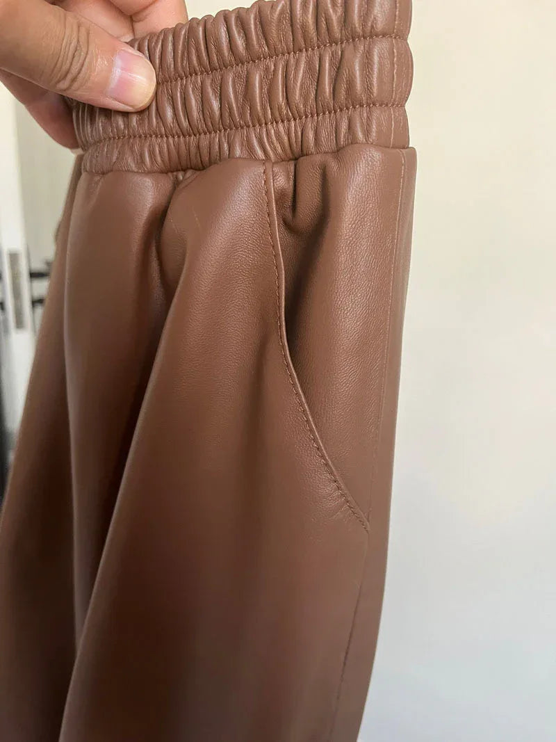 Genuine Sheepskin Leather Jogger Pants