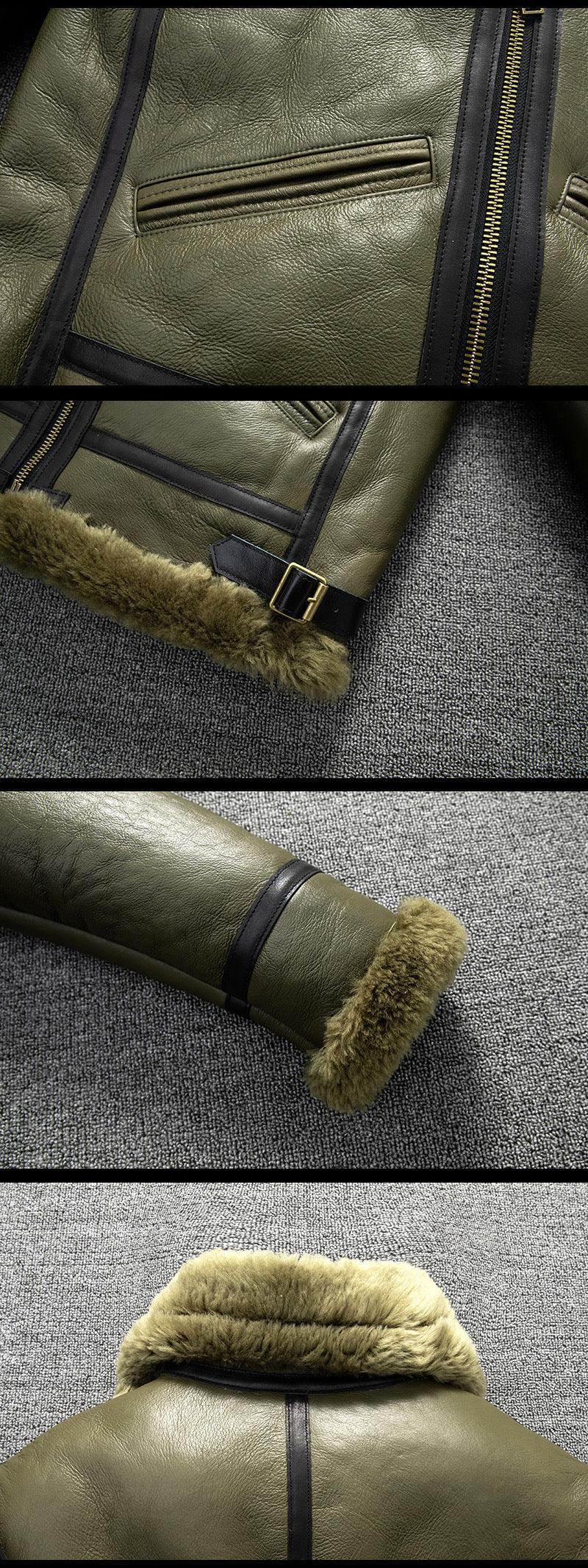 genuine shearling coat mens green