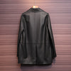 Black genuine leather women blazer jacket