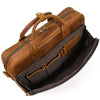 Real Leather Office Bag with Rear Trolley Strap