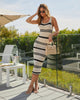 Knit Crochet Bodycon Maxi Dress for Women White Black