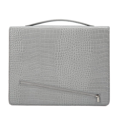 Leather Tablet Organizer for 13-Inch iPad with Crocodile Pattern