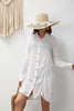 Women's White Long Sleeve Shirt Button Up