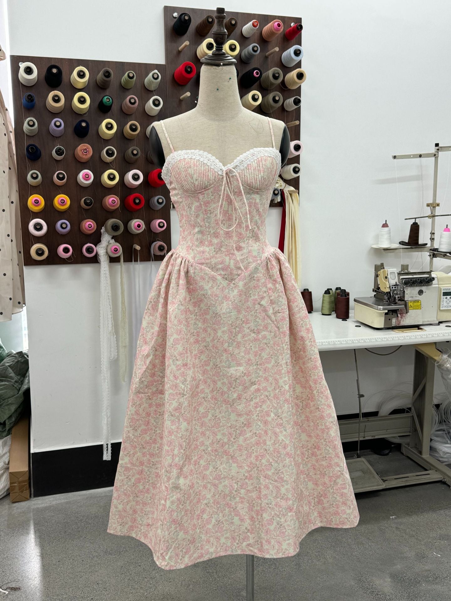 pink corset midi dress seaside vacation sleeveless flowy summer fit