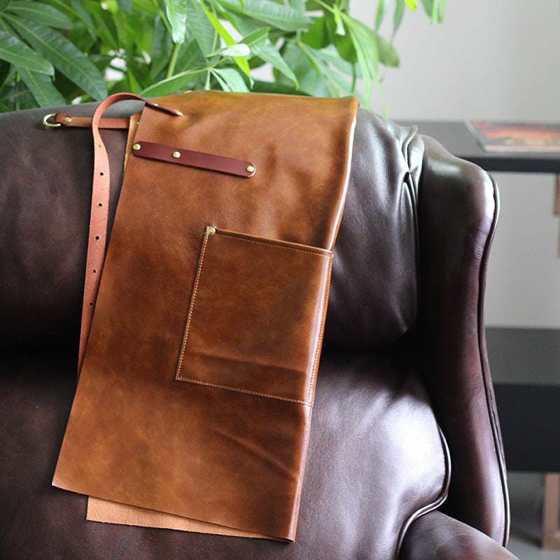 Top Grain Leather Chef Apron with Pockets