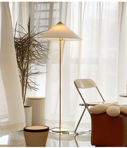 Danish Wabi-Sabi Rattan Floor Lamp Retro Hat Style Standing Light