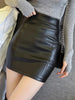 High Waist Black PU Leather Mini Skirt