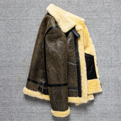 Retro Classic Shearling Leather Jacket Men’s