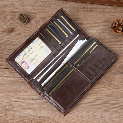 Men’s Genuine Leather Dragon Wallet with Long Card Storage