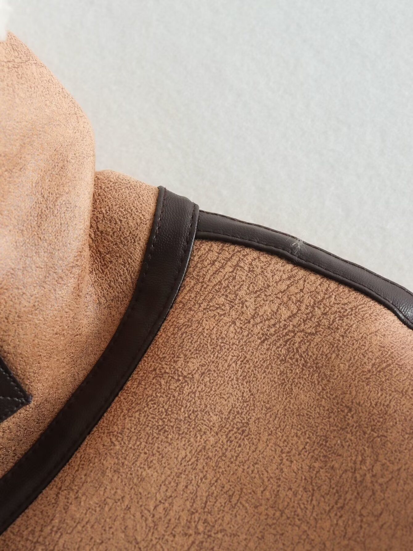 Faux suede fleece lined sleeveless vest jacket