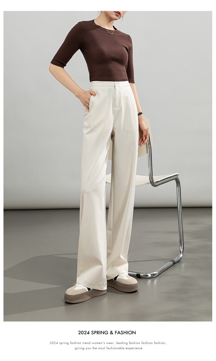 High-waisted casual pants for women with straight drape