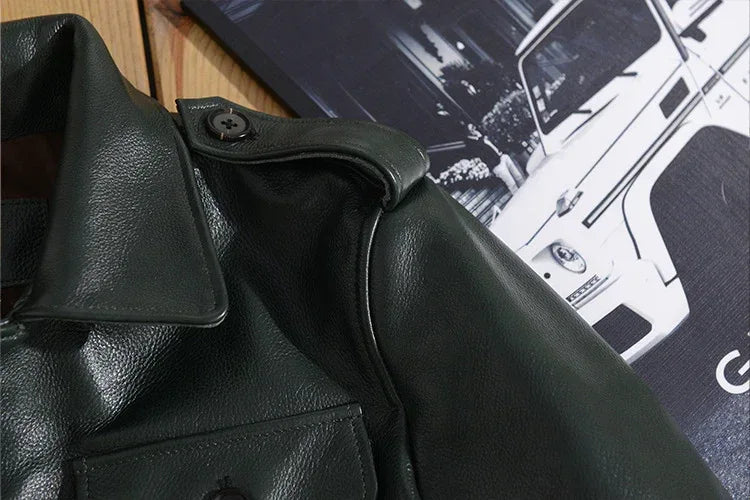 Men’s Military Style Cowhide Leather Jacket