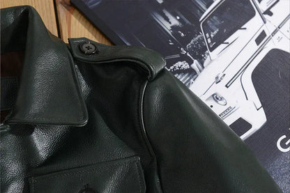 Men’s Military Style Cowhide Leather Jacket
