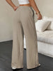 White Cotton Lounge High Waisted Pants for Women with Pockets