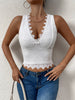 White lace crop top with v neck detail