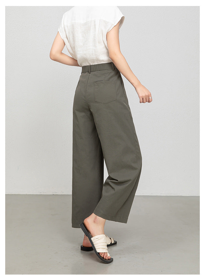 Women casual pants with cropped wide leg drape