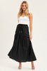 long pleated skirt Ruffle Hem Knot