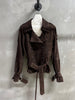 Women Suede Genuine Leather Trench Coat Jacket with Belt