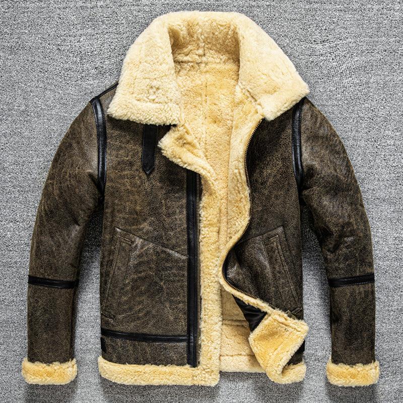 Retro Classic Shearling Leather Jacket Men’s