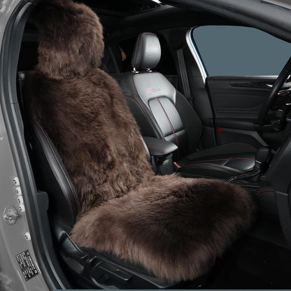Long Hair Sheepskin Car Seat Cover with Plush Wool Backrest 5