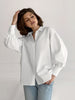White puff sleeve cotton blouse for women