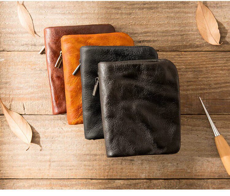 Men’s Genuine Leather Short Wallet with Coin Pocket