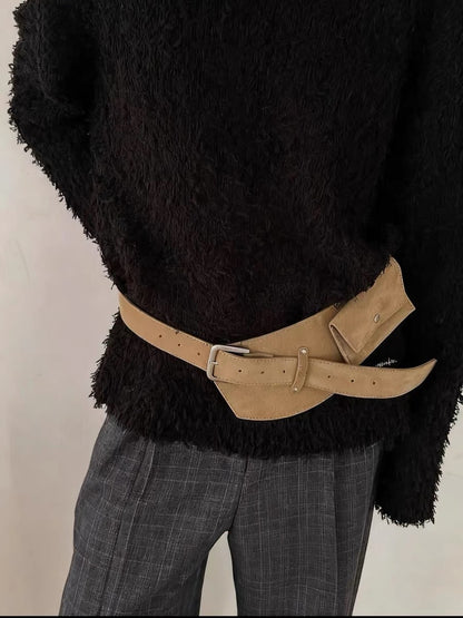 Waist Bag for Women in Faux Suede Wide Belt Style