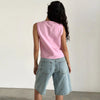Tie-Up Fabric Sleeveless Tank Top