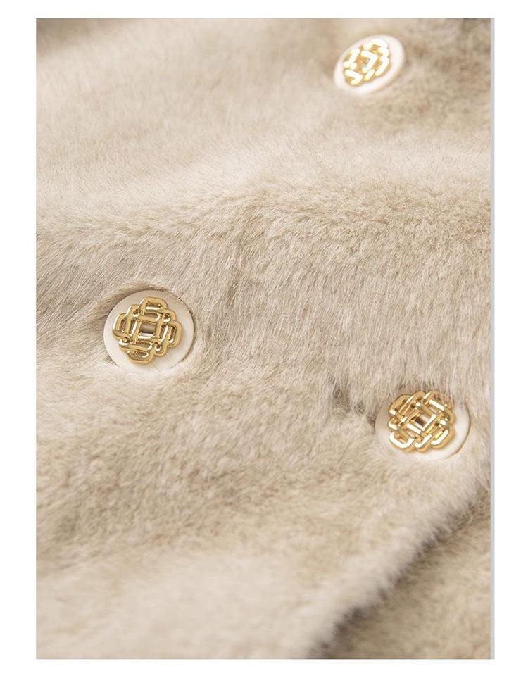 Short Mink Fur Coat Women Double Breasted Winter Jacket