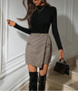 High-waisted houndstooth mini skirt
