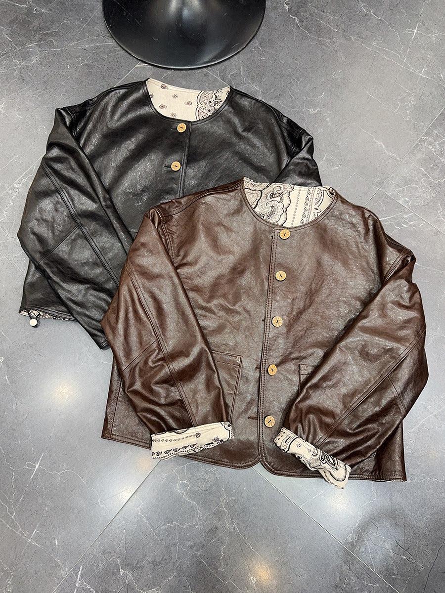 Women Leather Bomber Jacket Oil Waxed