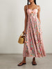 Women summer maxi dress with blush floral bead straps