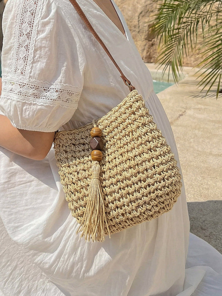 Straw bags for summer bucket bag