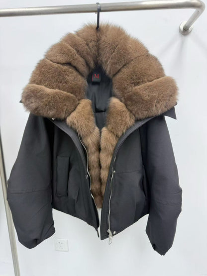 Fur Collar Jacket for Women with Detachable Fox Fur and Down 5 S
